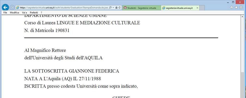 DOMANDA DI LAUREA Attenzione!