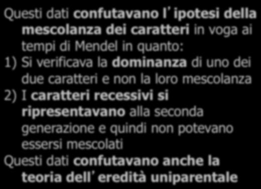 auto-impollinassero Mendel quindi contò, tra gli individui prodotti da questo secondo incrocio, quanti presentavano il