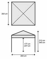 812.140.01 Kg. 29 3 x 3 mt Poliestere 100 g/m 2 alluminato Con velcro per applicare pareti Struttura in alluminio.