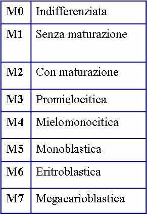 Classificazione leucemie (WHO) 1.