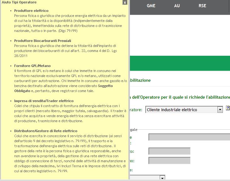 Figura 7 Aiuto scelta tipo operatore Figura