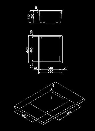 Dimensioni vasca: 340 x 400 x 210 mm Dotazione accessori