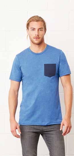 4 T-SHIRT/polyotton round neck BE3021 Jersey Pocket Tee T-shirt girocollo 0% cotone pettinato e ring spun. Cuciture laterali, taschino in colore a contrasto lato cuore.