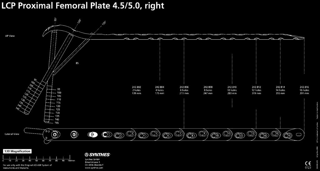 Usare sagome radiografiche per pianificare correttamente la procedura. Determinare la lunghezza della placca, le lunghezze approssimative delle viti e gli strumenti da utilizzare.