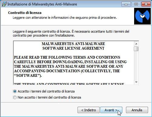 Malwarebytes Anti-Malware Pagina 2 di 10 Illustrazione 3 accettiamoil contratto