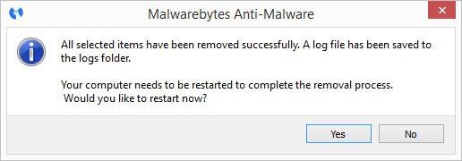 Malwarebytes Anti-Malware Pagina 9 di 10 Illustrazione 17 Ora il programma ci dice che ha