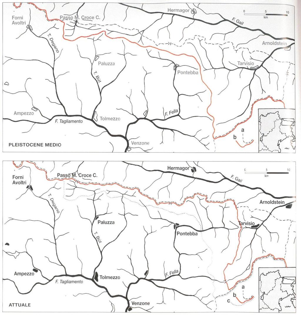 Variazioni dello spartiacque 1 2 3 1 Passo Monte Croce Valle del But 2 Area di Passo Pramollo Circa 300.