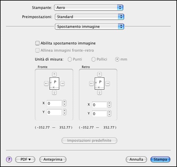 STAMPA DA MAC OS X 26 17 Per spostare l immagine stampata sulla pagina, selezionare Spostamento immagine dal menu a discesa e