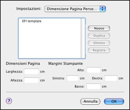 STAMPA DA MAC OS X 28 Definizione dei formati pagina personalizzati su computer Mac OS X Impostando i formati pagina personalizzati, è possibile definire le dimensioni e i margini della pagina.