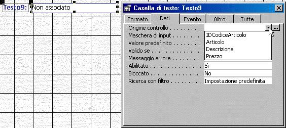 Definizione della casella di controllo Inserimento di immagini. Per inserire un immagine utilizzare il bottone.