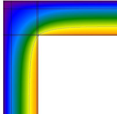 accoppiamento L2D: 0,60 W/K Trasmittanza termica lineare interna: 0,098 W/mK Trasmittanza termica lineare esterna: -0,001 W/mK PONTE TERMICO - ANGOLI