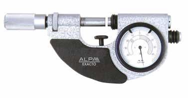 Micrometers Indicator snap micrometer EXACTO Risoluzione 0,001 - Superfici di contatto in metallo duro, incudine retraibile con indicatore per misure di precisione nei controlli in serie.