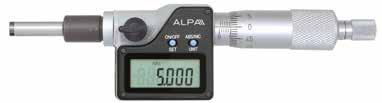 Micrometers IP65 Digital tube micrometer EXACTO Risoluzione 0,001 - Superfici di contatto in metallo duro, arco verniciato, protetto contro la penetrazione di polveri e spruzzi di liquidi, display
