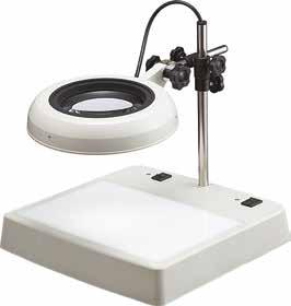 LED illuminated magnifier lamp Lenti di ingrandimento a LED, con vasta gaa di ingrandimenti da 2x a 15x (su richiesta), grazie alle lenti circolari intercambiabili.