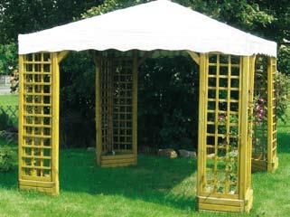 BD60026 999 Gazebo pesante. Con grigliati, coperto con listoni (tegole canadesi escluse).