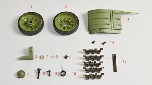 T-72 tank: fase 24 LA SETTIMA RUOTA PORTANTE E IL PARAFANGO ANTERIORE SINISTRO In questa fase trovi i primi componenti del secondo treno di rotolamento, ossia la settima ruota portante e altre cinque