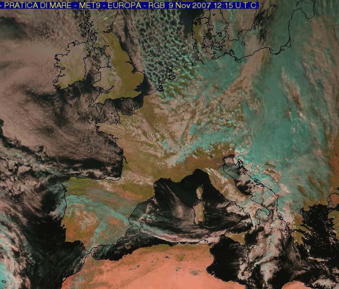 Immagine del satellite Met8 RGB del 9 Novembre