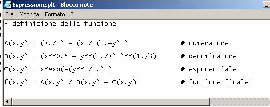Soluzione f(x,y) = Soluzione 1) creare un file testo (ASCII) le cui linee sono i comandi da dare a GNUPLOT 1) creare un file testo (ASCII) le cui linee sono i comandi da dare a GNUPLOT Il calcolo si