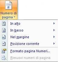 5.5 Intestazione, piè di pagina e numeri di pagina Per inserire un numero di pagina in ciascun foglio del documento, allo scopo di numerare le pagine stampate, si segue seleziona la scheda Inserisci.