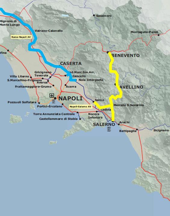 Principali Investimenti in Campania Adeguamento prestazionale linea Roma Napoli via Cassino Nell ambito dello sviluppo del corridoio Scandinavia Mediterraneo è previsto l adeguamento prestazionale