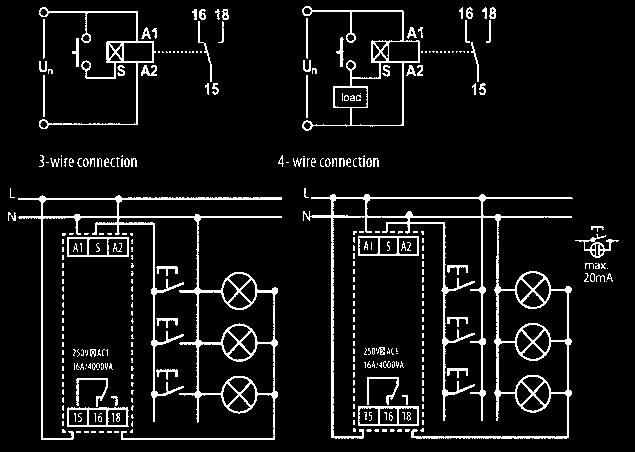 voltage 230V AC indicazione alimentazione / Supply indication LED verde / Green LED modalità regolazione tempi / Time setting Potenziometro / Potentiometer uscita / output Senza contatti (triac) /