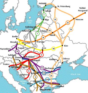 UNA POSIZIONE LOGISTICA STRATEGICA Come sinteticamente riassunto dalla mappa i Balcani si trovano in una posizione centrale rispetto al nuovo sviluppo logistico dell Europa.