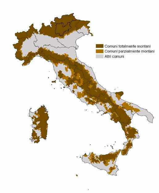 Quota di territorio montano Circa il 2 per cento della popolazione risiede in territorio montano La maggior parte dei comuni italiani è classificata come montana (51,9 per cento degli 8.11 comuni).