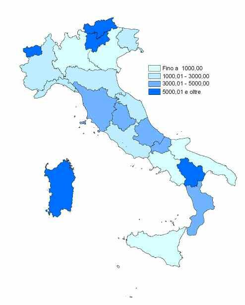 15 La superficie forestale copre più di un terzo del territorio no e dalla Sardegna, tutte con un valori superiori ai 7. m 2.