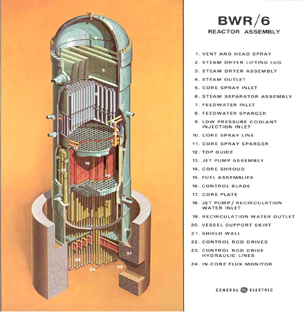 I reattori di Generazione II (anni 60-80) Il reattore BWR (Boiling Water Reactor).