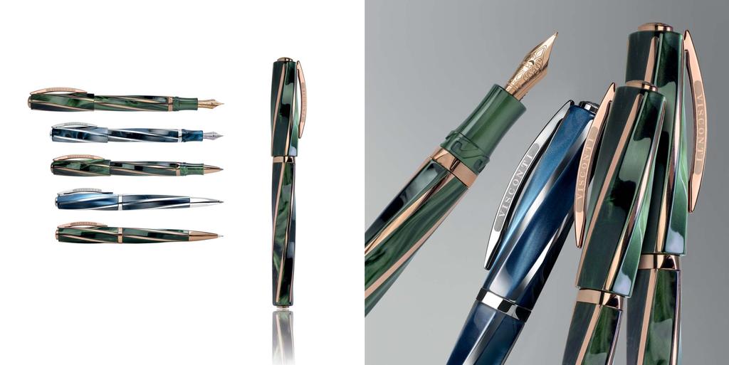 Divina Elegance Fountain Pen (over size / medium size), Roller (medium size), Ballpoint, Pencil, available colors: