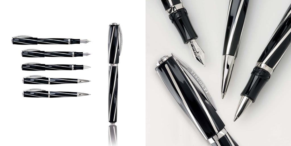 Divina Elegance Black Fountain Pen (over size / medium size), Roller (medium size),