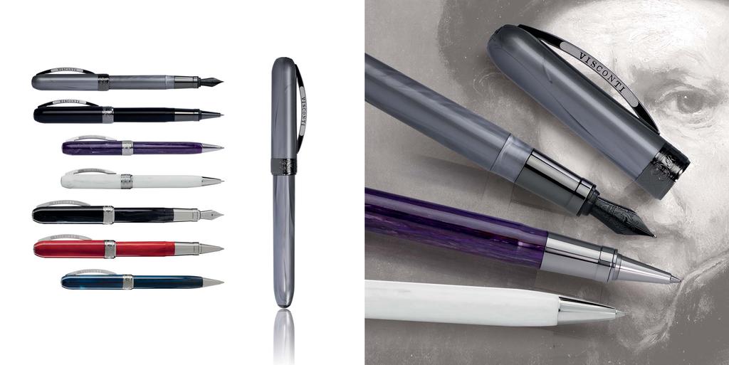 Rembrandt Fountain Pen, Roller, Ballpoint, Pencil, available colors: Grey, Back to Black, Purple, White,