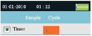6.3.5. Sample Cycle (Ciclo di campionamento) Impostare il numero di cicli di prova da eseguire. Premere Enter per iniziare l impostazione.