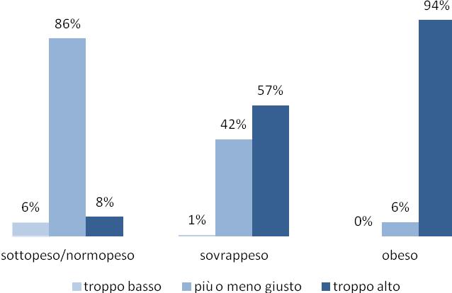 Autopercezione del proprio peso La percezione che la persona ha del proprio peso è un aspetto importante da considerare in quanto condiziona un eventuale cambiamento nel proprio stile di vita.