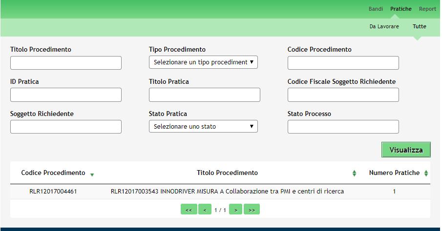 4. Area Pratiche In qualunque momento è possibile accedere alla propria pratica tramite il menu PRATICHE.