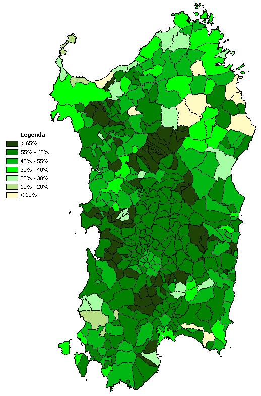 Regione Sardegna Si osserva che meno del 3 dei comuni (11), ha una percentuale di raccolta differenziata inferiore al 20 e ben l 84 dei comuni, rappresentanti circa il 60 della popolazione