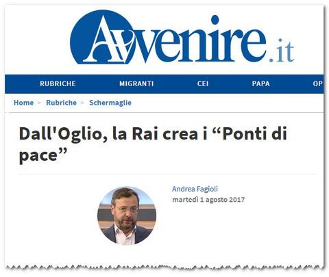 Dall'Oglio, la Rai crea i Ponti di pace Dalla Rubrica Schermaglie di Andrea Fagioli Un'iniziativa interessante, oltre che importante. Forse per la prima volta in questa forma.