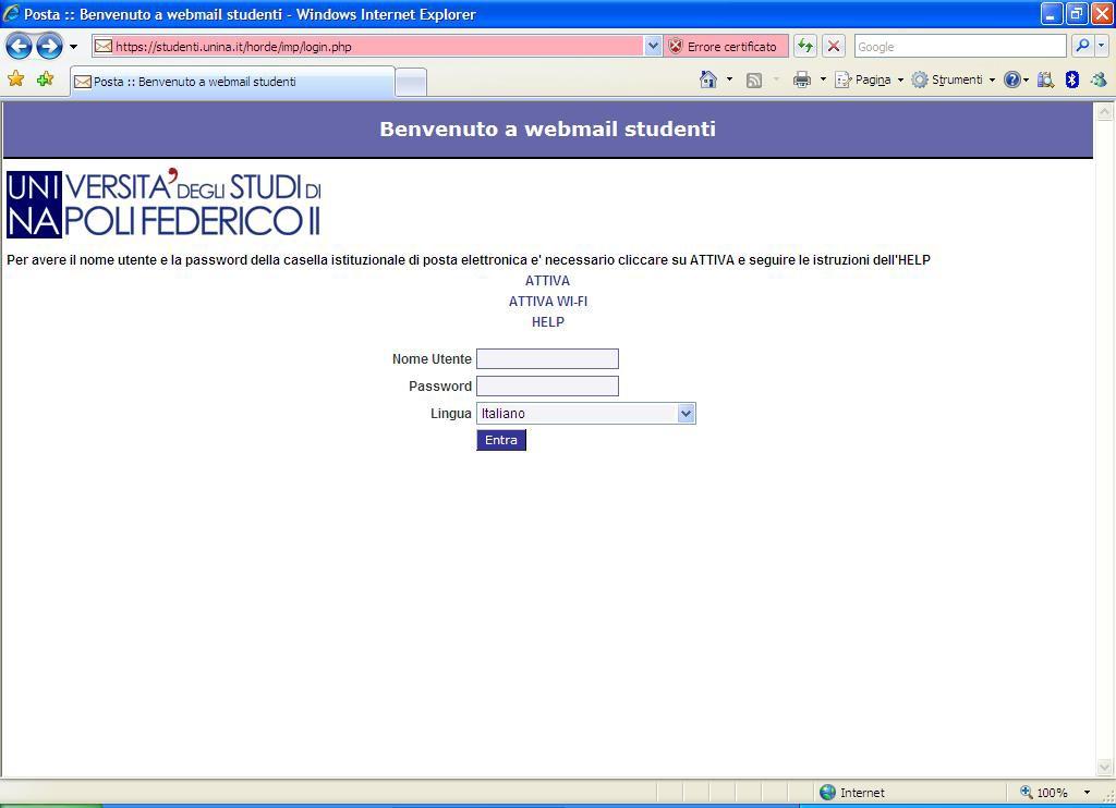 Gli studenti debbono collegarsi al sito https://webmail.studenti.unina.
