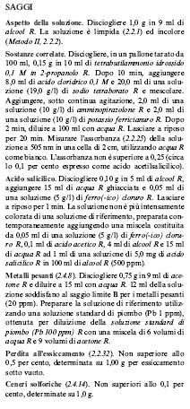 che riportano le caratteristiche chimico-fisiche, le reazioni di