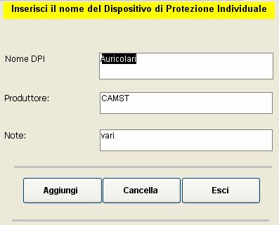 Per accedere alla gestione dei dispositivi di protezione individuale dalla maschera Avvio fare doppio click in corrispondenza del tasto Si accede quindi alla