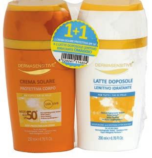 PROMO ESTATE 2017 COD. 4811 Crema Solare Protettiva protezione Media SPF 20 Latte Doposole Lenitivo Idratante Barcode: 8029241114811 + 200 ml Imballo / Box: 5 pz / pcs COD.