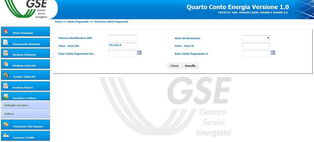 Produzione lorda incentivata Nella nuova finestra inserire