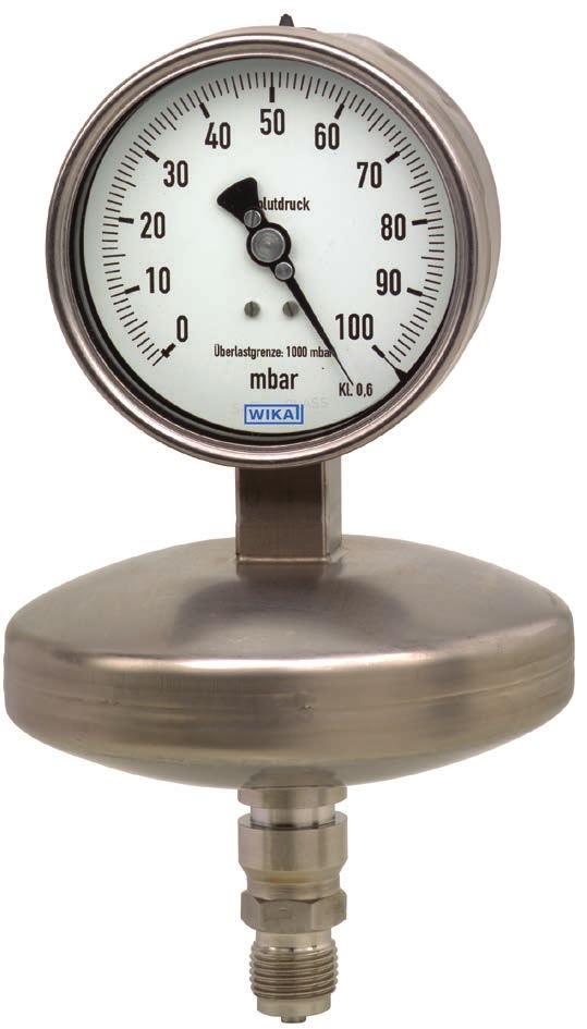 Misura di pressione meccanica Manometro per pressione assoluta, acciaio inox Protezione da sovraccarico elevata Modelli 532.52, 532.53 e 532.54 Scheda tecnica WIKA PM 05.