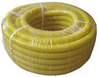 TUBO CORRUGATO - GUAINA GUAINA CORRUGATA PER INSERIMENTO TUBI GAS SOTTOTRACCIA Tubo corrugato giallo in PVC autoestinguente classe UL 94 V0, la tubazione si presenta esternamente spiralata, ed