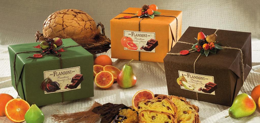 Linea Rustica L assortimento di Panettoni glassati con gocce di cioccolato fondente e frutta candita The assortment of sugar iced Panettoni with dark chocolate drops and candied fruit Art.