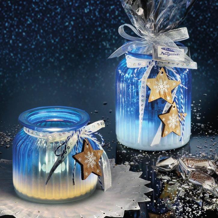 Il Nugatello I portacandela di vetro sfumato Blue winter Art.