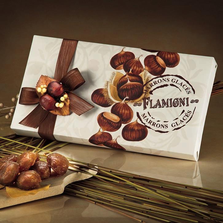 I Marrons Glacés Le Specialità La scatola regalo incartata a mano con pregiato decoro di marroni The gift