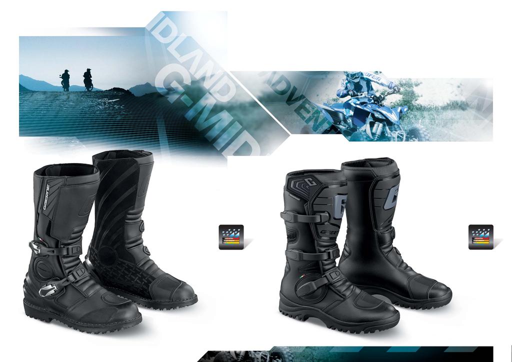 _TOURING LINE G-MIDLAND AQUATECH G-ADVENTURE THIS SPORT MINDED BOOT WILL KEEP YOUR FEET DRY WHEN THE RIDING GETS WET.