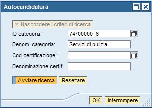 Figura 24 Ricerca delle certificazioni con filtro automatico Avviando la ricerca delle certificazioni disponibili per una determinata categoria merceologica, il sistema visualizza l elenco delle