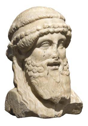 RADII DEL PRESENTE SALA 02 ERMA ON DIVINITÀ BARBATA ollezione Palazzo Poli Erma in marmo bianco con testa raffigurante una divinità maschile, Eracle o Dioniso.